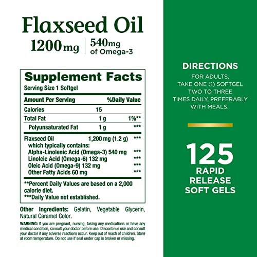 Foto 2 | Suplemento Dietético Nature's Bounty Linaza Y Omega 3 - Venta Internacional.