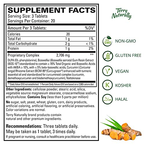 Foto 6 pulgar | Suplemento Terry Naturally Curamin Extra Strength 60 Comprimidos - Venta Internacional.