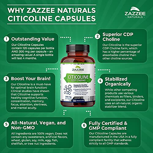 Foto 6 | Suplemento Zazzee Citicolina Cdp 300 Mg 120 Cápsulas - Venta Internacional.