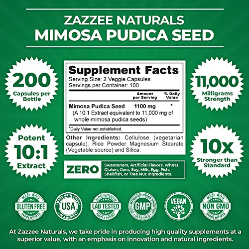 Foto 3 pulgar | Suplemento De Extracto De Semilla De Mimosa Pudica De Zazzee 200 Cápsulas - Venta Internacional.