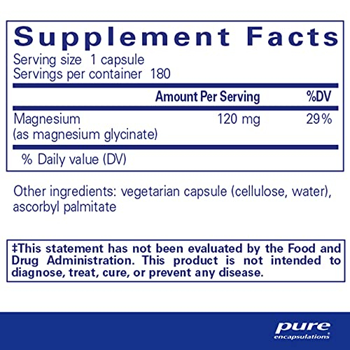 Foto 3 pulgar | Glicinato De Magnesio Supplement Pure Encapsulations 180 Cápsulas - Venta Internacional.