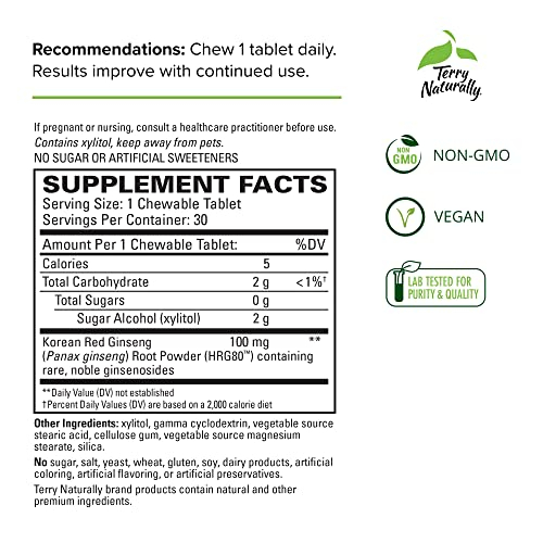 Foto 3 pulgar | Suplemento Terry Naturally Hrg80 Red Ginseng Energy 30 Table - Venta Internacional.