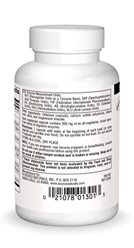 Foto 3 pulgar | Suplemento Source Naturals Essential Enzymes 500 Mg 60 Cápsulas - Venta Internacional.