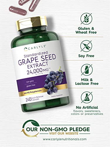 Foto 4 | Suplemento De Extracto De Semilla De Uva Carlyle, 24 000 Mg, 240 Cápsulas - Venta Internacional.