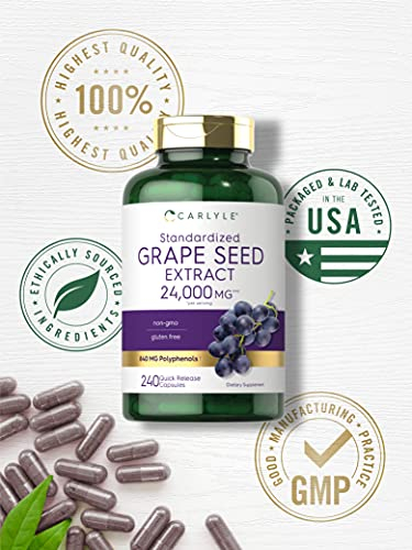 Foto 5 | Suplemento De Extracto De Semilla De Uva Carlyle, 24 000 Mg, 240 Cápsulas - Venta Internacional.
