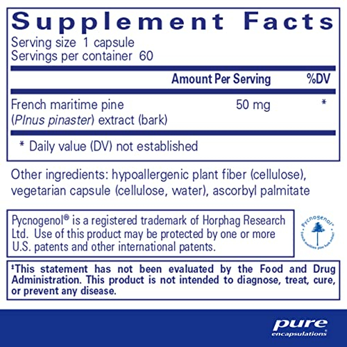 Foto 3 pulgar | Suplemento Pure Encapsulations Pycnogenol 50 Mg 60 Cápsulas - Venta Internacional.