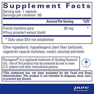 Foto 2 | Suplemento Pure Encapsulations Pycnogenol 50 Mg 60 Cápsulas - Venta Internacional.
