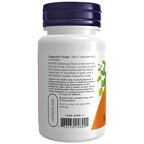 Foto 4 pulgar | Supplement Now Goldenseal Root 500 Mg A Base De Hierbas, 50 Cápsulas Vegetarianas - Venta Internacional.