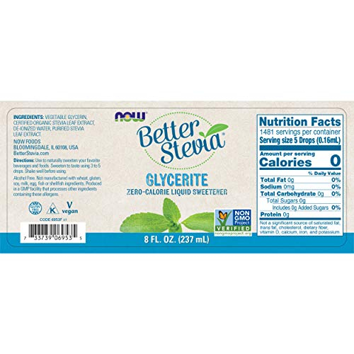 Foto 3 pulgar | Stevia Glycerite Now Foods, 240 Ml, Sin Alcohol - Venta Internacional.