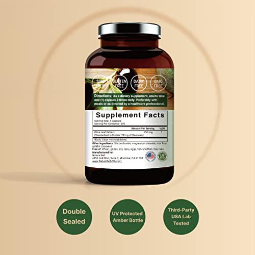 Foto 3 pulgar | Suplemento De Extracto De Hoja De Olivo Naturebell 750 Mg 200 Cápsulas - Venta Internacional.