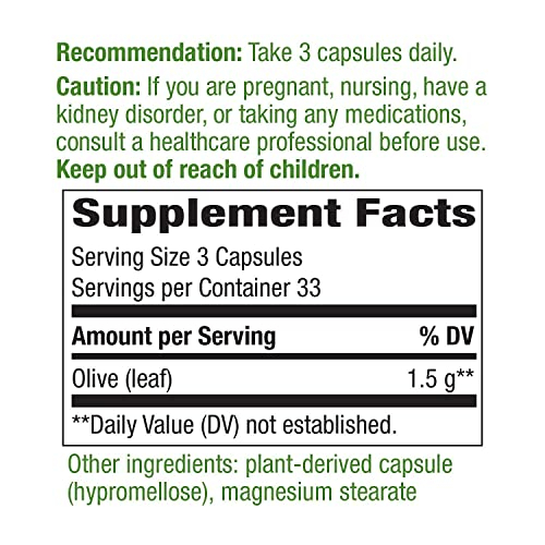 Foto 7 pulgar | Suplemento Nature's Way Olive Leaf 1500 Mg 100 Cápsulas - Venta Internacional.