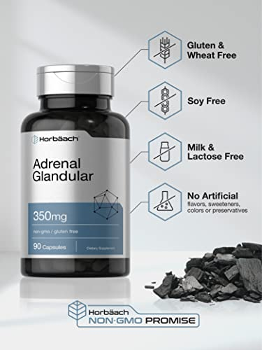 Foto 5 pulgar | Suplemento Horbaach Raw Adrenal Glandular 350 Mg 90 Cápsulas - Venta Internacional.