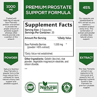 Foto 2 | Suplemento Nature's Nutrition Saw Palmetto 1000 Mg 60 Cápsulas - Venta Internacional.