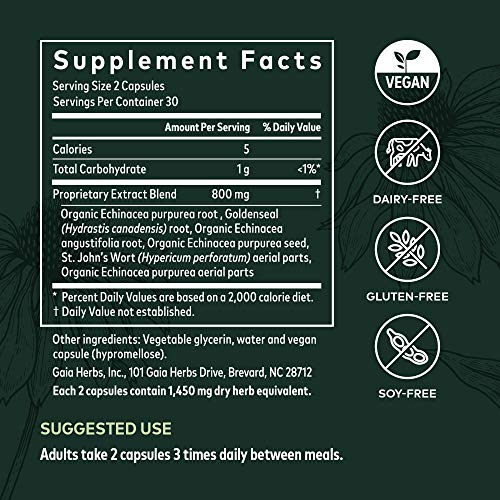 Foto 7 pulgar | Suplemento Gaia Herbs Echinacea Goldenseal 60 Cápsulas Veganas - Venta Internacional.