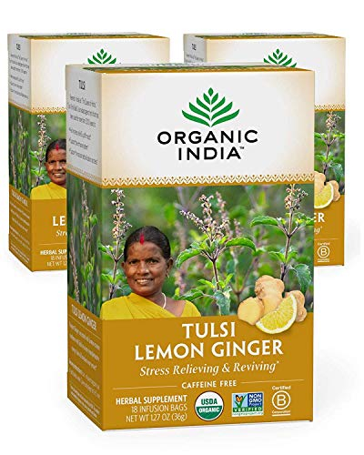 Foto 2 pulgar | Té De Hierbas Organic India Tulsi, Limón Y Jengibre, 18 Bolsas, Paquete De 3 - Venta Internacional.
