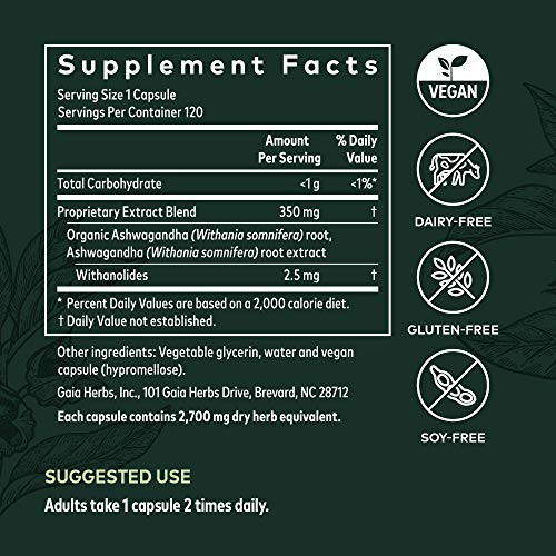 Foto 7 pulgar | Suplemento Gaia Herbs Con Raíz De Ashwagandha, 120 Cápsulas Veganas - Venta Internacional.