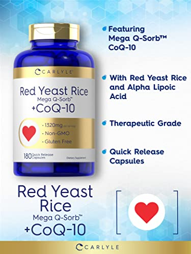 Foto 4 pulgar | Complemente El Arroz De Levadura Roja Carlyle Con Coq10, 1320 Mg, 180 Cápsulas - Venta Internacional.
