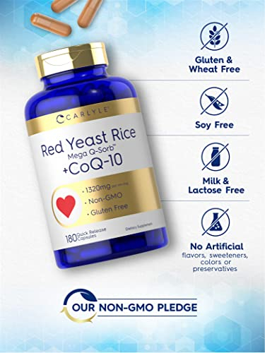 Foto 5 pulgar | Complemente El Arroz De Levadura Roja Carlyle Con Coq10, 1320 Mg, 180 Cápsulas - Venta Internacional.