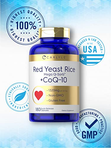 Foto 6 pulgar | Complemente El Arroz De Levadura Roja Carlyle Con Coq10, 1320 Mg, 180 Cápsulas - Venta Internacional.