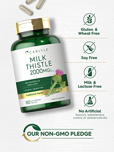Foto 5 pulgar | Suplemento Carlyle Milk Thistle 2000 Mg 180 Cápsulas - Venta Internacional.