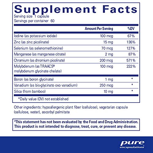 Foto 2 | Suplemento Pure Encapsulations Trace Minerals, 60 Cápsulas - Venta Internacional.