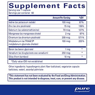 Foto 2 | Suplemento Pure Encapsulations Trace Minerals, 60 Cápsulas - Venta Internacional.