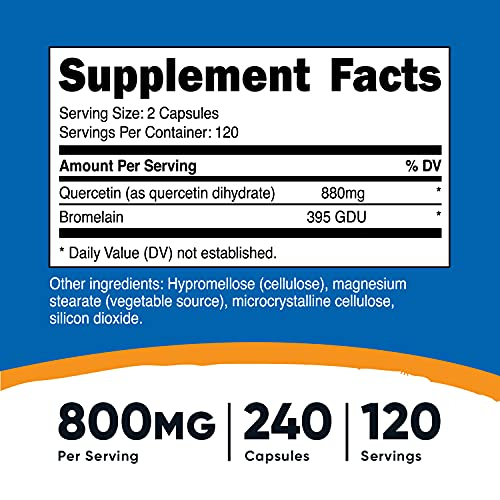 Foto 3 pulgar | Suplemento Nutricost Quercetina 880 Mg Con Bromelina 165 Mg 240  - Venta Internacional.
