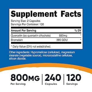 Foto 2 | Suplemento Nutricost Quercetina 880 Mg Con Bromelina 165 Mg 240 - Venta Internacional.