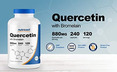 Foto 3 | Suplemento Nutricost Quercetina 880 Mg Con Bromelina 165 Mg 240 - Venta Internacional.