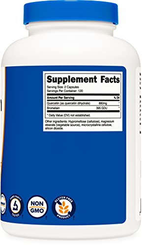 Foto 6 pulgar | Suplemento Nutricost Quercetina 880 Mg Con Bromelina 165 Mg 240  - Venta Internacional.