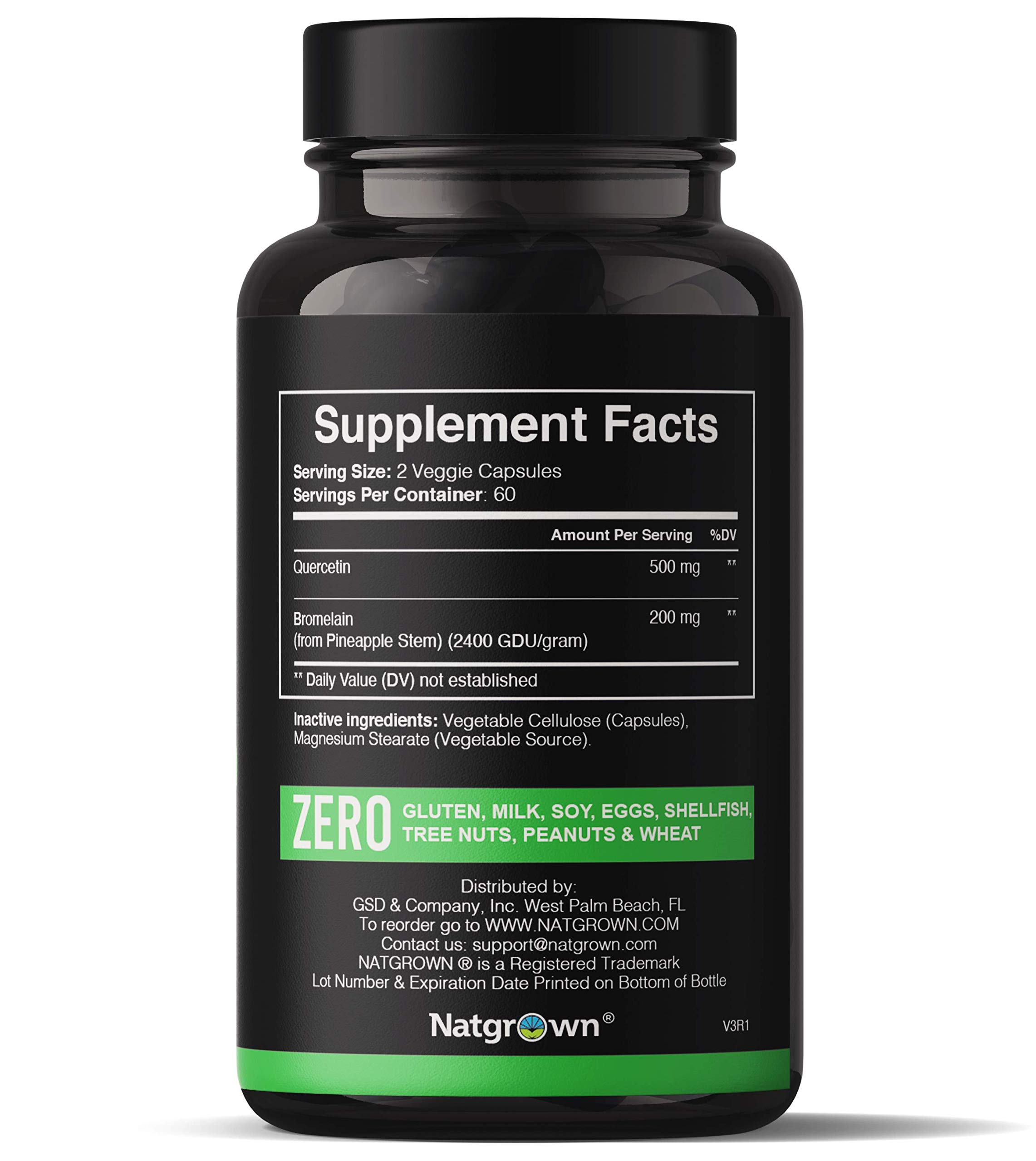 Foto 3 pulgar | Complemente 500 Mg De Quercetina De Natgrown Con 200 Mg De Bromelina - Venta Internacional.