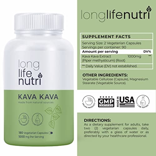 Foto 3 pulgar | Suplementos Longlifenutri, Extracto De Kava Y Kava, 1000 Mg, 180 Cápsulas - Venta Internacional.