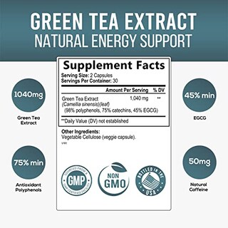 Foto 2 | Suplemento De Extracto De Té Verde De Nature's Nutrition 98% Egcg 104 - Venta Internacional.