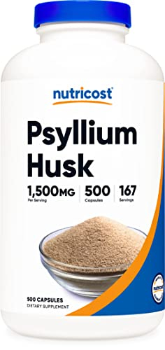 Foto 2 pulgar | Suplemento Nutricost Psyllium Husk 1500 Mg 500 Cápsulas - Venta Internacional.