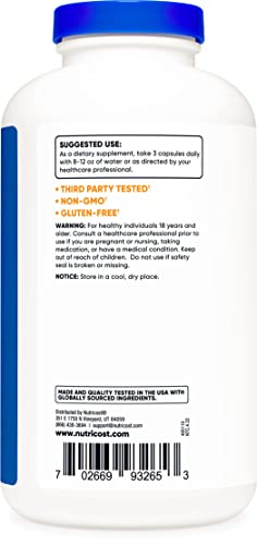 Foto 4 pulgar | Suplemento Nutricost Psyllium Husk 1500 Mg 500 Cápsulas - Venta Internacional.