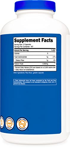 Foto 5 pulgar | Suplemento Nutricost Psyllium Husk 1500 Mg 500 Cápsulas - Venta Internacional.