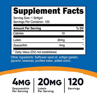 Foto 2 | Suplemento Nutricost De Zeaxantina Con Luteína 20 mg 120 Cápsulas Blandas - Venta Internacional