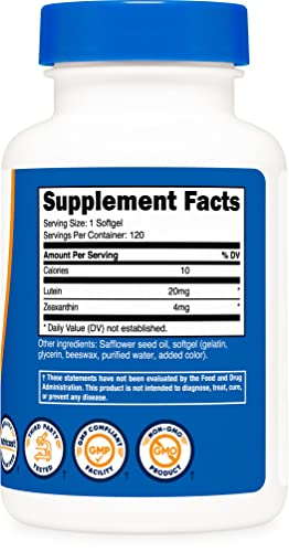 Foto 5 pulgar | Suplemento Nutricost De Zeaxantina Con Luteína 20 mg 120 Cápsulas Blandas - Venta Internacional