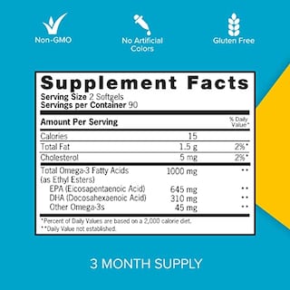 Foto 2 | Suplementos De Aceite De Pescado Qunol Omega 3 1000 Mg De Epa + Dha 180 Mini - Venta Internacional.