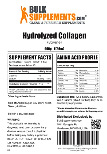 Foto 3 pulgar | Péptidos De Colágeno En Polvo Bulksupplements.com 500 G - 45 Servi - Venta Internacional.