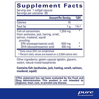 Foto 2 | Cápsulas De Gelatina Blanda Supplement Pure Encapsulations O.n.e. Omega 60 - Venta Internacional.