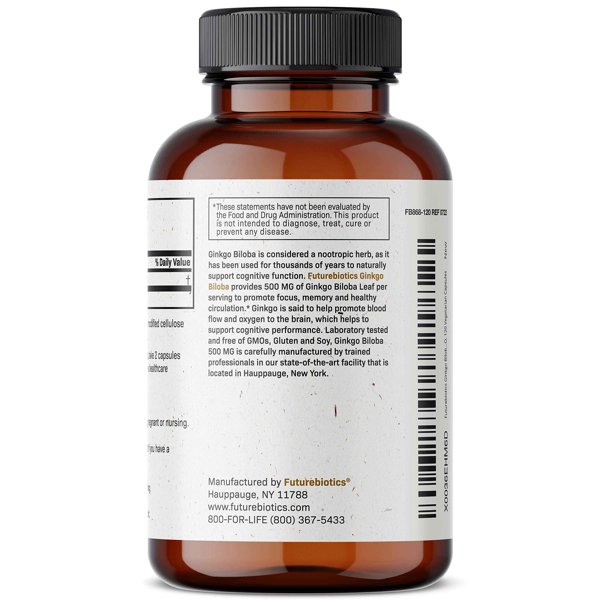 Foto 6 pulgar | Suplemento Futurebiotics Ginkgo Biloba 500 Mg Extra Strength - Venta Internacional.