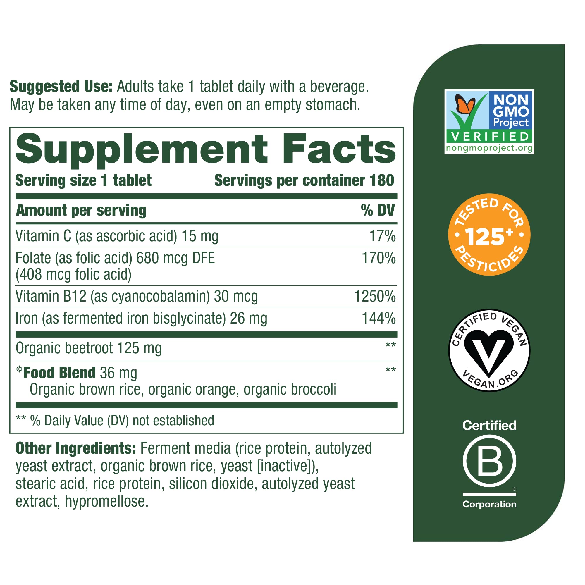 Foto 3 pulgar | Suplemento De Hierro Megafood Blood Builder 180 Comprimidos - Venta Internacional.