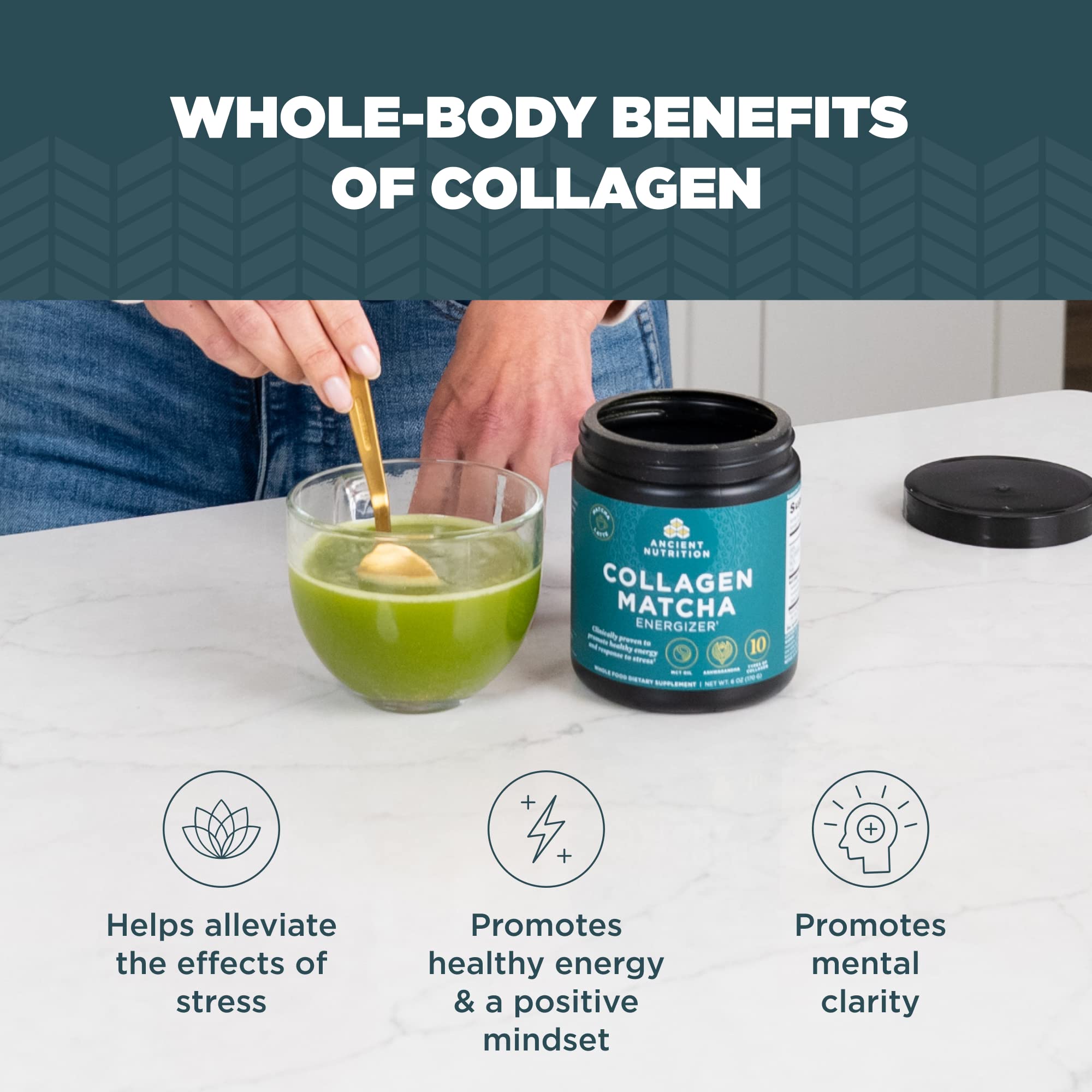 Foto 4 | Matcha En Polvo Ancient Nutrition Collagen M Con 33 Mg De Cafeína - Venta Internacional.