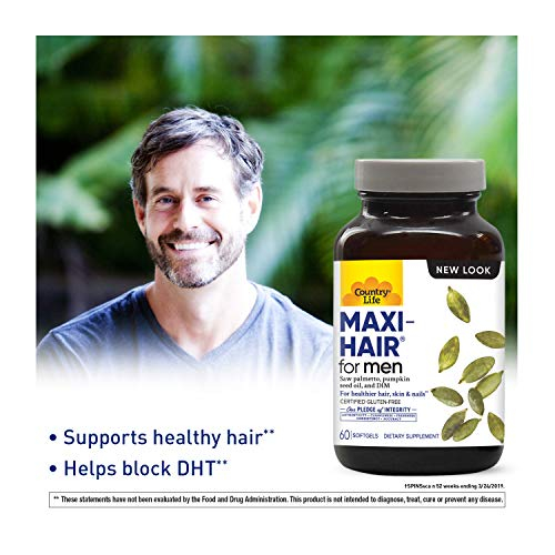 Foto 5 pulgar | Suplemento Country Life Maxi Hair Para Hombre, 60 Cápsulas Blandas - Venta Internacional.