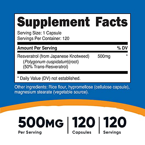 Foto 3 pulgar | Suplemento Nutricost Resveratrol 500 Mg 120 Cápsulas - 50% Tr - Venta Internacional.