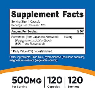 Foto 2 | Suplemento Nutricost Resveratrol 500 Mg 120 Cápsulas - 50% Tr - Venta Internacional.