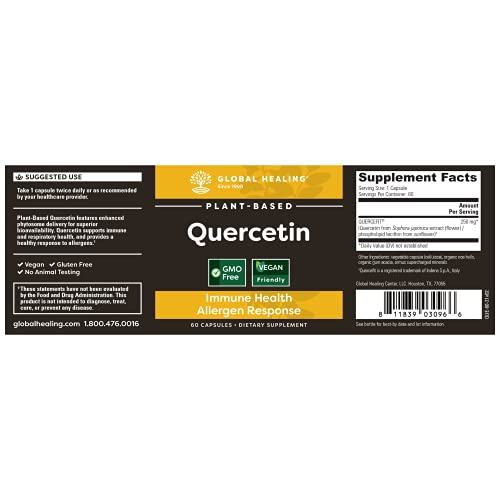 Foto 3 pulgar | Suplemento Global Healing Quercetin, 500 Mg, 60 Cápsulas (2 Unidades) - Venta Internacional.