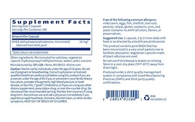 Foto 3 | Suplemento De Dhea De Klaire Labs 10 Mg De Dehidroepiandrosterona 100 - Venta Internacional.