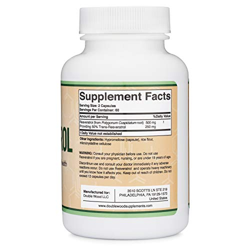Foto 3 pulgar | Suplemento Double Wood Resveratrol 500 Mg 120 Cápsulas - Venta Internacional.